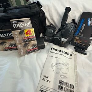 Retro Panasonic Palmcorder with Black Accessories